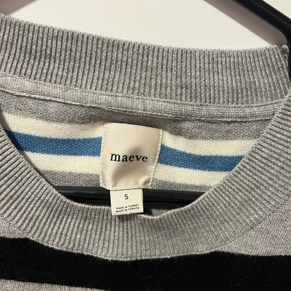 The Noah Muscle Tank Sweater by Maeve size S Stripes Blue Black White - Picture 6 of 8